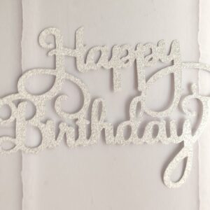Topper de cartulina happy birthday Plateado