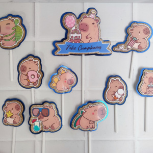 Set de Cake Topper Capibara Azul