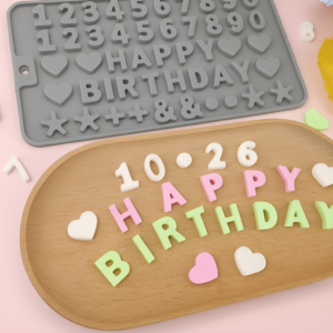 Molde de silicón Números y Happy Birthday