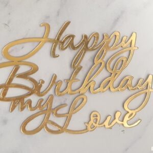 Topper dorado elegante frontal My Love