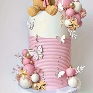 Kit de decoración de pastel temática de osito Rosado