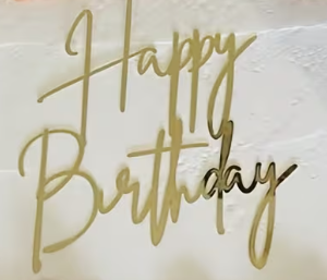 Topper dorado elegante frontal Happy B