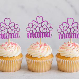 Set de Topper de Cartulina Mamá Fucsia