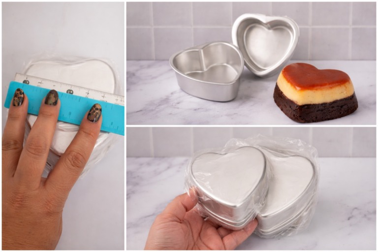Moldes y chocoflan en forma de corazón