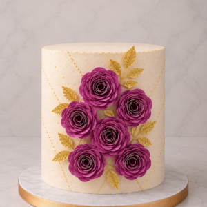 Set Flores 3D de Cartulina Fucsia