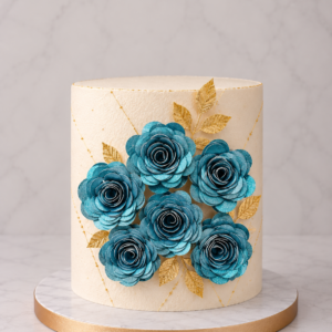 Set Flores 3D de Cartulina Celeste