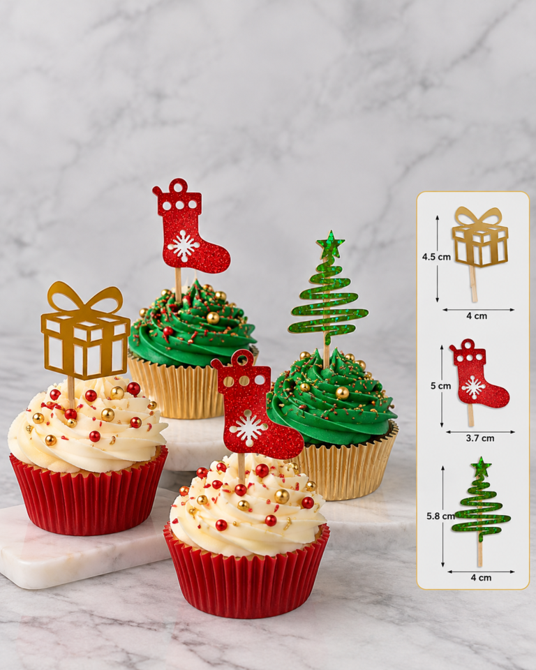 Cupcakes navideños con toppers brillantes
