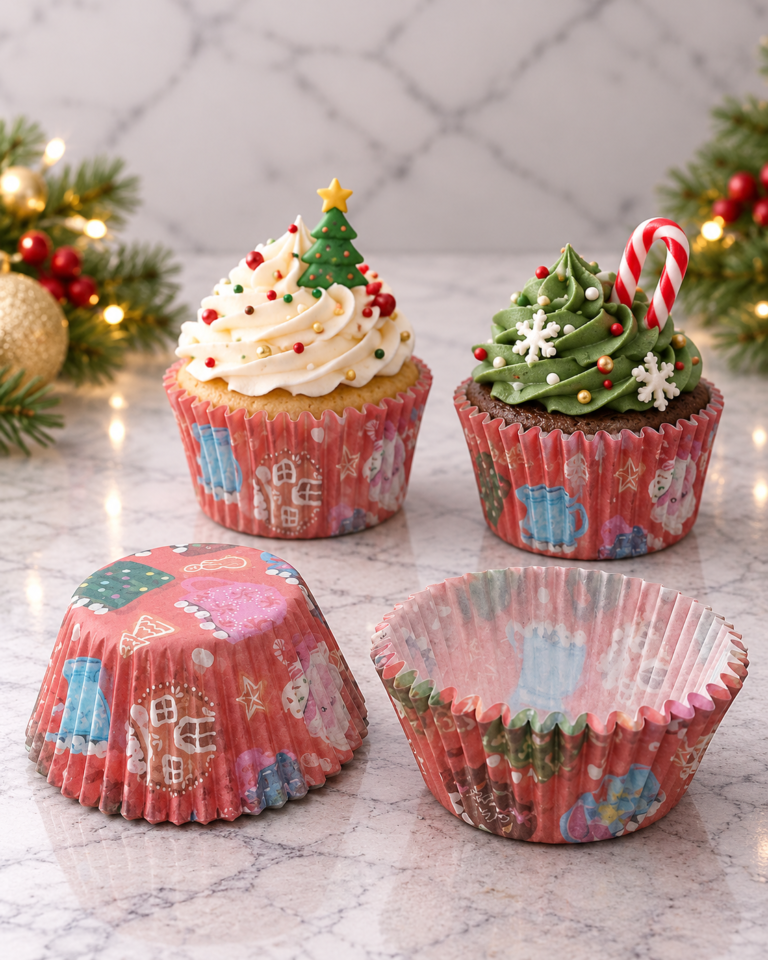 Cupcakes navideños en moldes pastel